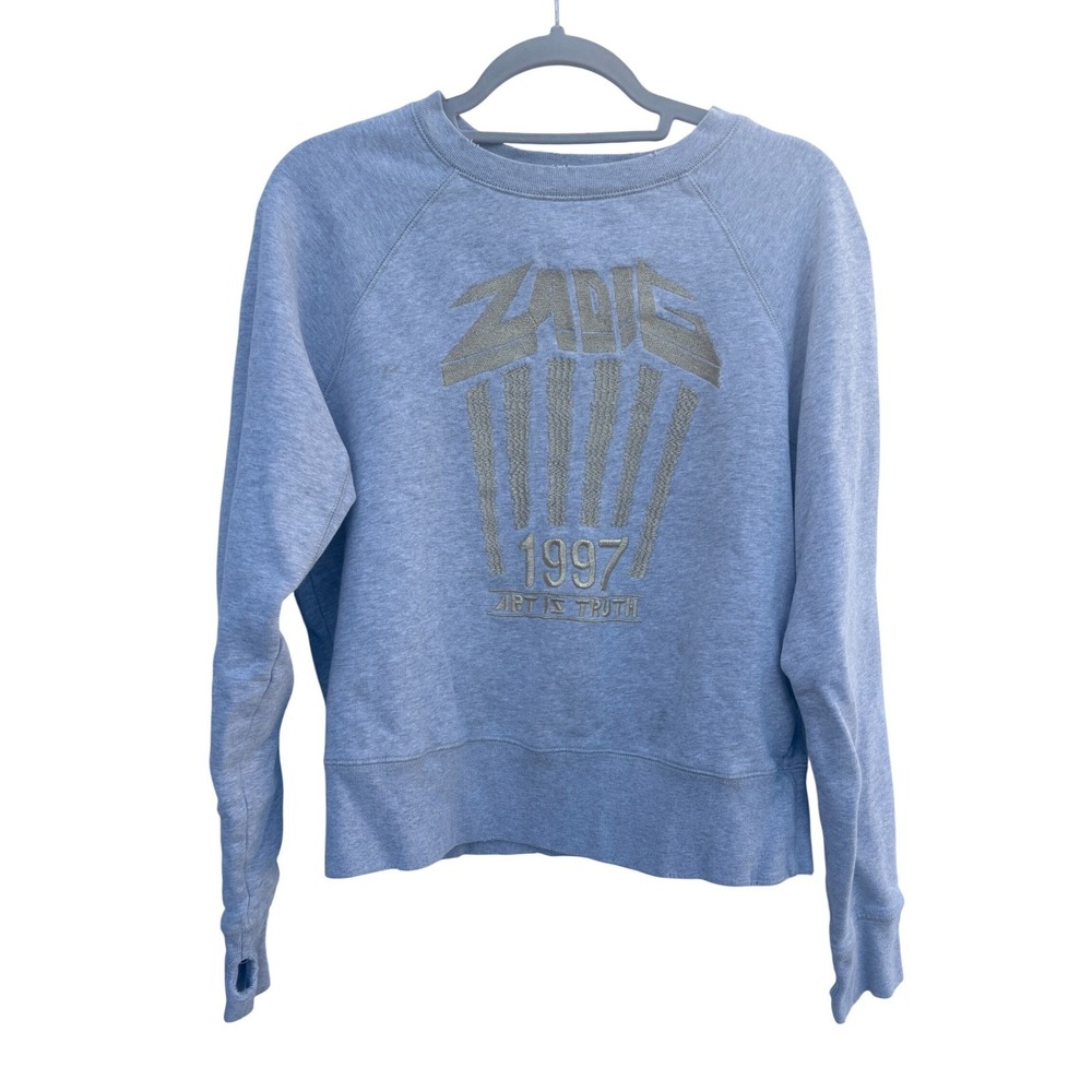 Zadig & Voltaire Upper Brode Sweatshirt Blue Gold Metallic 1997 Art Is‎ Truth XS